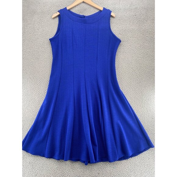 Haani Dress Womens 2X Plus Blue Fit & Flare Panel Textured Sleeveless Stretch - Picture 1 of 8